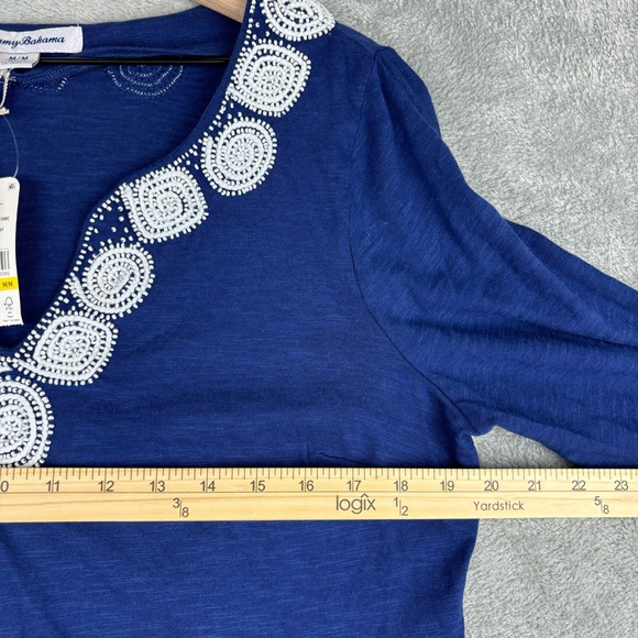 Tommy Bahama Top‎ Women Medium Royal Blue Keira Isle Of Bliss Tunic Beaded - Picture 14 of 16